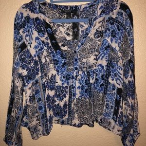 Float long sleeve blue blouse